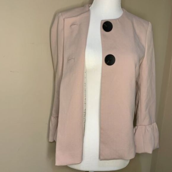 Zara Blazer 2-Button Bell Sleeve Coat Nude Pink Women’s Small Overcoat Button Up - Picture 10 of 14